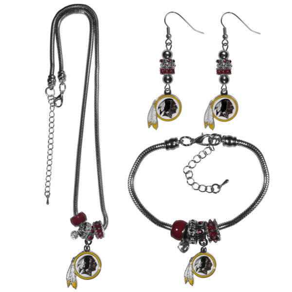 Washington Redskins Euro Bead Jewelry 3 piece Set